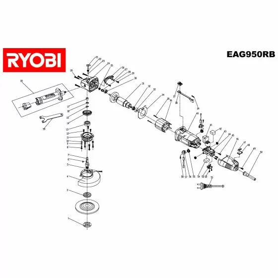 Ryobi EAG950RS Spare Parts List Type: 5133000547